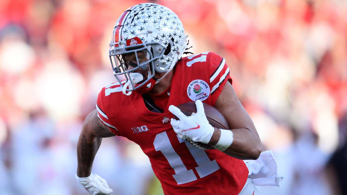 Ohio State wide receiver Jaxon Smith-Njigba was drafted by the Seahawks in the first round of the 2023 NFL draft.